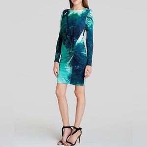 Ted Baker Vibrant Blue and Green Long Sleeve Dress